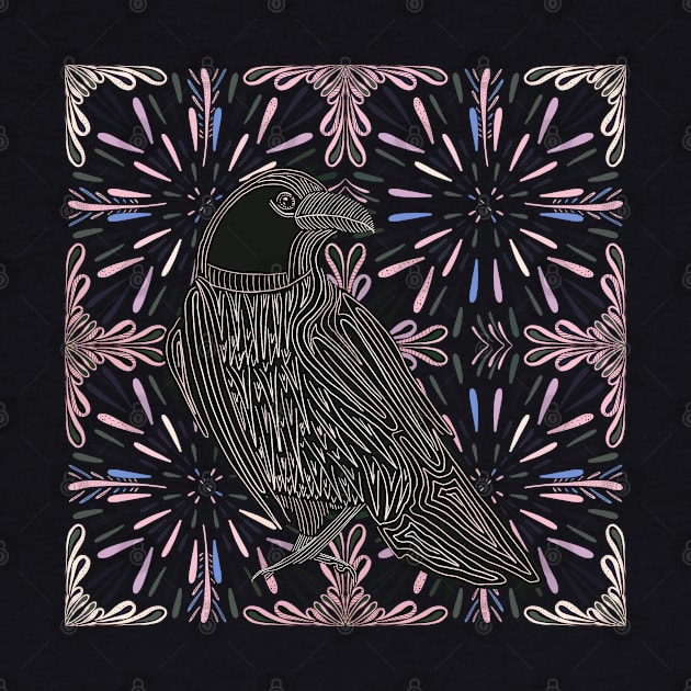 Raven Bird | Decorated Crow | Bird Lovers Gift by Suneldesigns